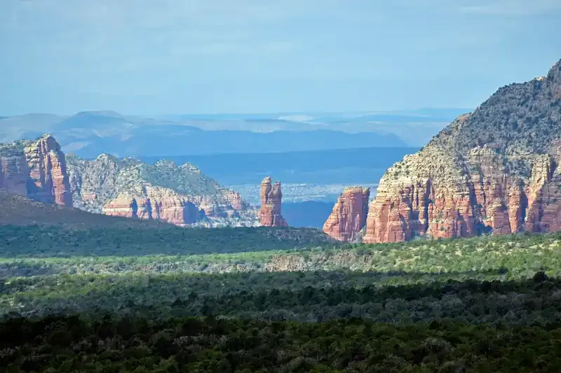 View south from Interstate 17 toward the red rocks below Munds Park